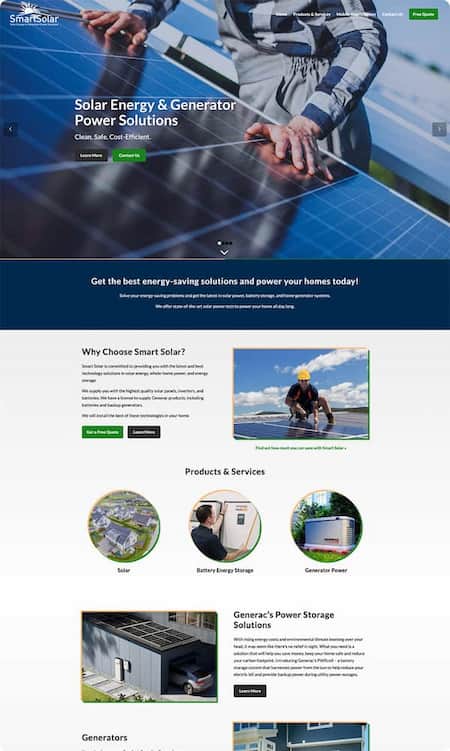 Solar Energy & Generator Power Solutions - WordPress design and development